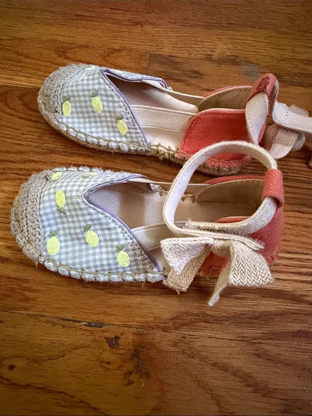 ZARA Kids Gingham Espadrille Sandals in Yellow, Coral & Cream